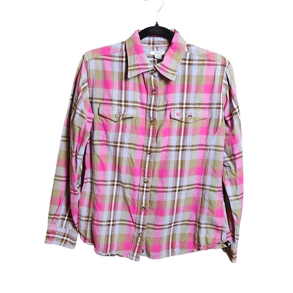 Carhartt for Women Pink Plaid Button-Up Shirt – Size L (12/14) NWOT - Picture 2 of 7